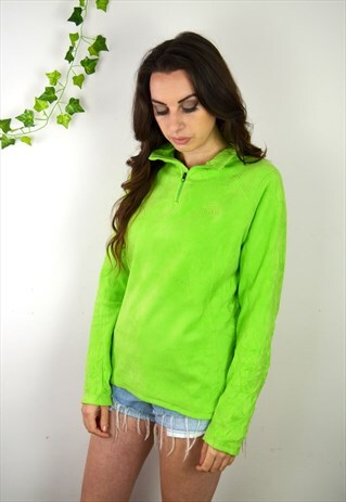 90'S VINTAGE THE NORTH FACE BRIGHT GREEN 1/4 ZIP FLEECE
