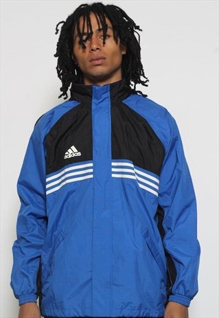 VINTAGE ADIDAS LOGO JACKET BLUE BLACK