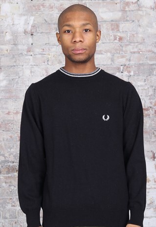 VINTAGE FRED PERRY LOGO KNIT BLACK