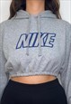 REWORKED NIKE GREY BLUE CROPPED HOODIE 