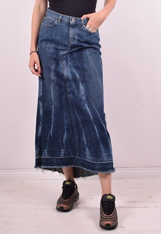GUESS WOMENS VINTAGE DENIM SKIRT W27 BLUE 90S