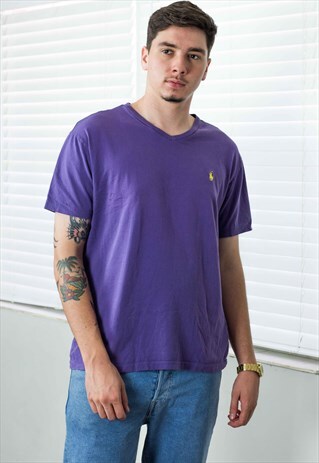VINTAGE POLO RALPH LAUREN T-SHIRT LOGO 90S M 5.9