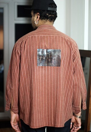 REWORKED STRIPED SHIRT WITH VELAZQUEZ TRANSPARENT PRINT