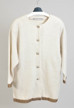 Vintage 80s fleece jacket in white