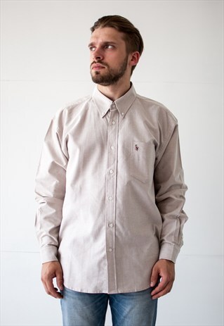 VINTAGE RETRO BEIGE RALPH LAUREN THICK SHIRT