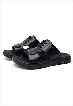 Utility sliders edgy fashion chunky sole Gothic slippers