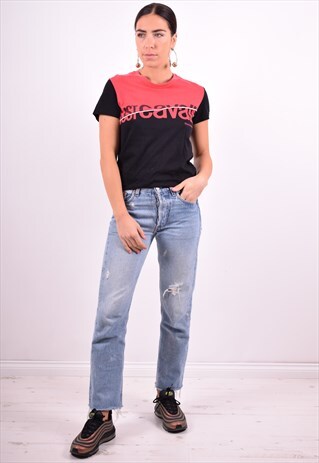 JUST CAVALLI WOMENS VINTAGE T-SHIRT TOP MEDIUM BLACK 90'S