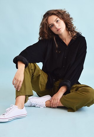 90'S RETRO CORDUROY GRUNGE OVERSIZED DADS SHIRT TOP