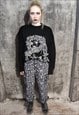 LEOPARD PRINT JOGGERS SLIM FIT CUFFED ANIMAL OVERALLS BLACK