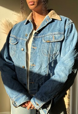 Vintage 90's lined denim jacket with corduroy collar.