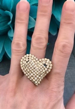 Gold Coloured Heart Statement Ring