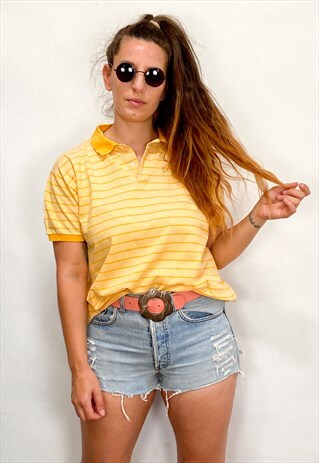 VINTAGE 90'S YELLOW STRIPE POLO SHIRT