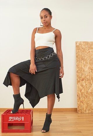 VINTAGE 00S Y2K ASYMETRICAL LONG PARTY SKIRT