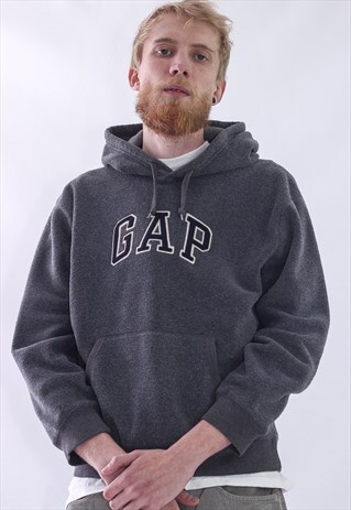 VINTAGE MENS GAP BIG LOGO FLEECE HOODIE