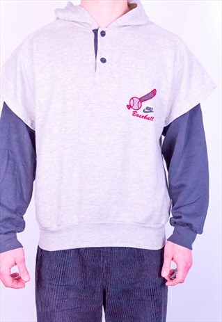 VINTAGE NIKE OREGON BASEBALL SWEATSHIRT IN GREY & BLACK M