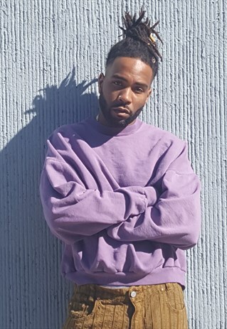 90S MINIMALIST SKATER SPORTSWEAR LAVENDER 5050 SWEATSHIRT