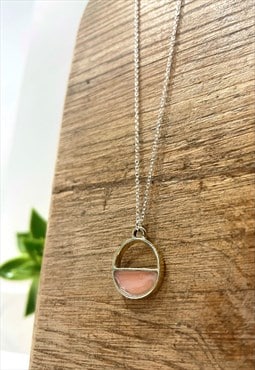 Pink Pendant Sterling Silver 18 Inch Trace Chain Necklace 