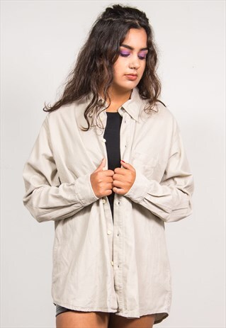 VINTAGE 90'S BEIGE CORD LONG SLEEVE SHIRT
