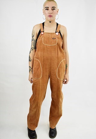SUPER CUTE VINTAGE 70S STYLE ORANGE CORDUROY DUNGAREES