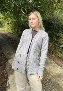Vintage All Saints Size S Chunky Knitted Cardigan in Grey