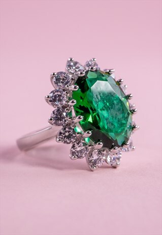 STERLING SILVER GREEN FLOWER RING