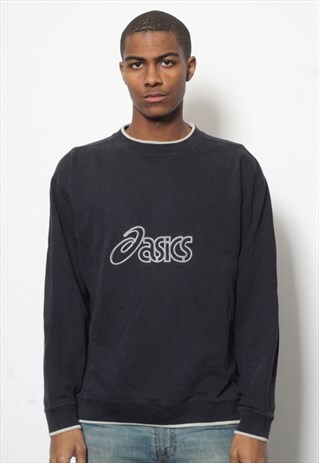 VINTAGE ASICS BIG LOGO SWEATSHIRT BLUE