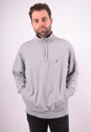 NAUTICA MENS VINTAGE SWEATSHIRT JUMPER LARGE GREY 90'S