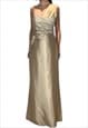 GOLD ONE SHOULDER BALL EVENING PROM BRIDESMAID DRESS