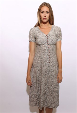 VINTAGE 1990'S 90'S FLORAL PRINT SUN DRESS DITSY PRINT S-M