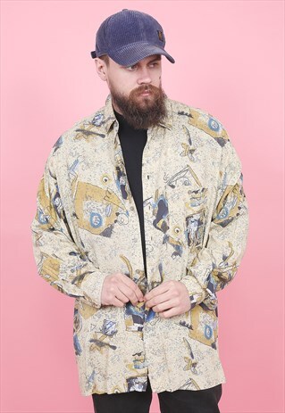 VINTAGE CRAZY PATTERNED SHIRT /R12183