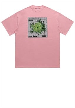 Vortex t-shirt science geek tee retro raver top pastel pink