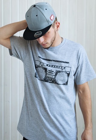 GHETTOBLASTER T SHIRT BOOMBOX DJ HIP HOP GHETTO BLASTER RAD