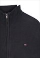 VINTAGE 90'S TOMMY HILFIGER JUMPER / SWEATER ZIP UP BLACK