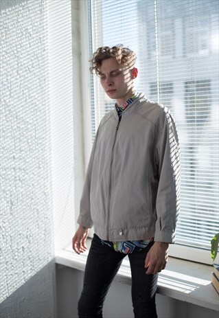 VINTAGE 80'S BEIGE BOMBER JACKET