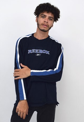 VINTAGE 90S REEBOK NAVY LONG SLEEVE T-SHIRT