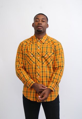 VINTAGE PEARL SNAP WESTERN CHECK SHIRT