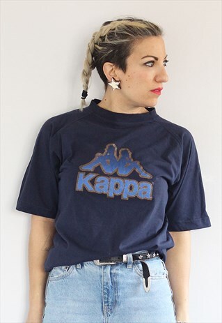 VINTAGE 1990S KAPPA NAVY LOGO T SHIRT