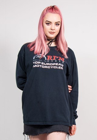 VINTAGE 90'S BLACK RPM MOTORCYCLE TEXAS LONG SLEEVE T-SHIRT