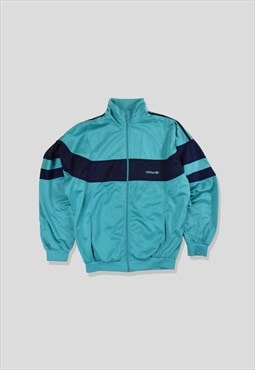 Vintage 90s Adidas Embroidered Logo Track Jacket Turquoise