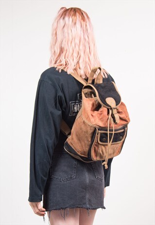 90'S VINTAGE BROWN SUEDE BACKPACK
