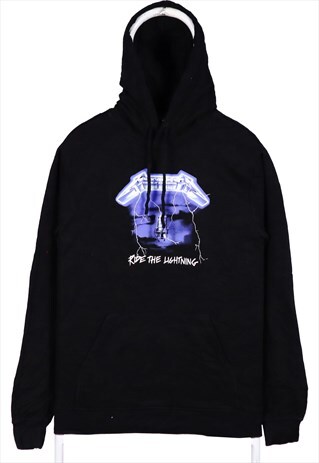 VINTAGE 90'S H&M HOODIE METALICA PULLOVER BLACK SMALL