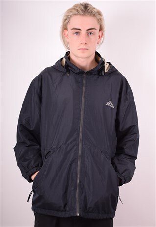 KAPPA MENS VINTAGE REVERSIBLE JACKET MEDIUM BLACK 90S