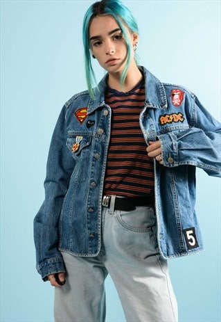 VINTAGE PATCHED DENIM ROCKER JACKET