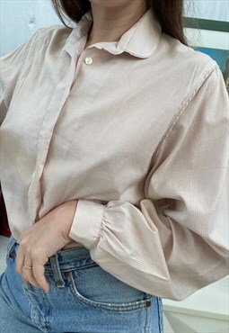 Vintage 80s Milkmaid striped blouse top shirt cream