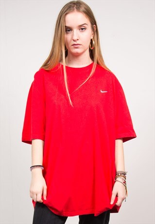 NIKE VINTAGE 90'S RED OVERSIZED BASIC SPORTS T-SHIRT