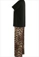LEOPARD TEES AND WIDE LEG TOUSER SET IN BLACK 