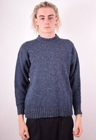 FILA MENS VINTAGE JUMPER SWEATER MEDIUM BLUE 90S