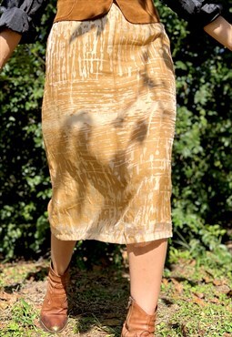 1970s vintage abstract gold and champagne iridescent skirt 