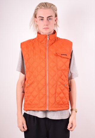 INVICTA MENS VINTAGE QUILTED GILET MEDIUM ORANGE 90S