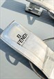 FENDI SANDALS HEELS ZUCCA ZUCCHINO HEEL SILVER LEATHER EU 38